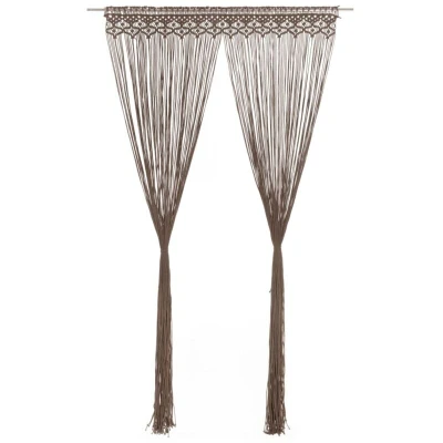 Image of vidaXL Macrame Curtain Taupe 140x240 cm Cotton