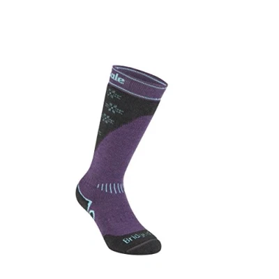 Image of Bridgedale Women&#039;s Midweight Plus Ski Merino Endurance Socks, Dark Purple, L