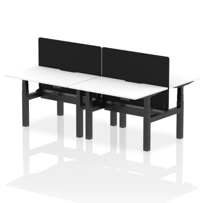 Image of Air B2B 1200x800 Adjustable 4P Bench Desk Scallop White/Black + Screen