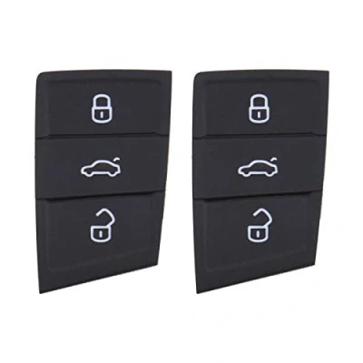 Image of Create idea 2x 3 Button Car Remote Key Fob Replacement Pads Black Rubber Keypad for Lock Unlock Trunk Compatible with Polo Golf 7