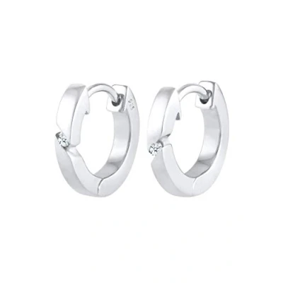 Image of DIAMORE Earrings Women Classic Hoops Diamond (each 0.02 ct.) 925 Sterling Silver