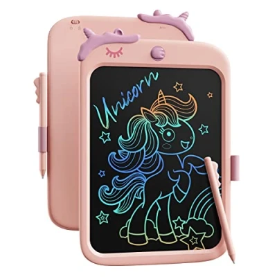 Image of Kikapabi LCD Writing Tablet,10 inch Doodle Board Drawing Pad Tablet with Lock Function, Erasable, Portable, Educational Learning Unicorn Toy Gifts for 3 4 5 6 7 8 9 Years Old Girls Toddlers (Pink)