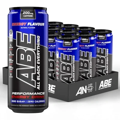Image of Applied Nutrition ABE Pre Workout Cans All Black Everything Energy + Performance Drink, Carbonated Beverage Sugar Free with Caffeine (Pack of 12 x 330ml) (Energy Flavour)