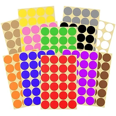 Image of Dot Stickers,16 Sheet 32mm Round Coloured Dots Sticky 360 Circle Labels Coding Stickers for Office School Calendars Map Art Craft