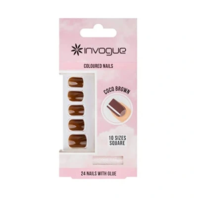 Image of Invogue Coco Brown Square Nails (24 Pieces)