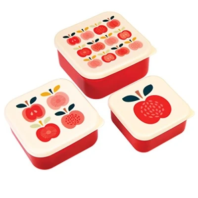 Image of Rex London Reusable BPA Free Snack Boxes (Set of 3) Choice Design (Vintage Apple)