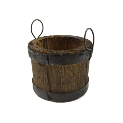 Image of Melody Jane Dolls House Weathered Rustic Bucket Western Wooden Garden Farm Stable Accessory