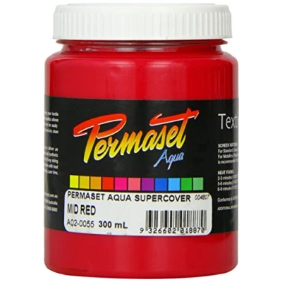Image of Permaset Aqua Standard 300ml Mid Red Screen Printing Ink for Fabric Ideal Kit Home Office, Starter Kit, Paint, Printer and other