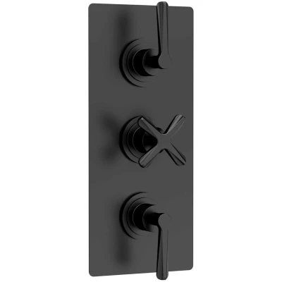 Image of Aztec Matt Black Triple Concealed Thermostatic Shower Valve CLL4211 Nuie