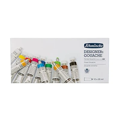 Image of Schmincke Designers Gouache, 12 x 20 ml Tubes, 72 014 097, Colours, Cardboard Set, Streak Free, Maximum Opacity, Colour intens and Velvet matt