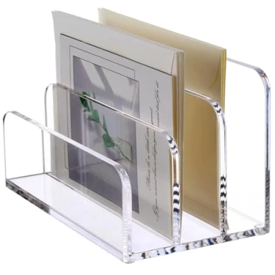 Image of JIVIMOCO 3 Compartments Mail Organizer File Sorter Acrylic Desk Letter Holder for