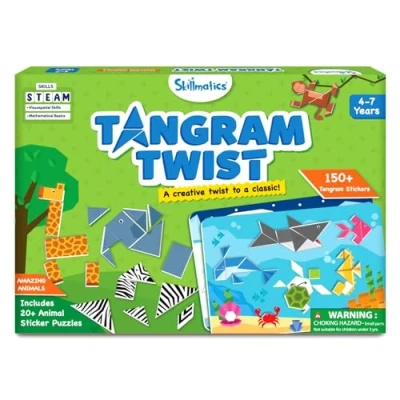 Image of Skillmatics Tangram Sticker Puzzles Educational Art &amp; Craft Activity with 150+ Foam Stickers, Creative Toys Games for Kids Ages 4, 5, 6, 7
