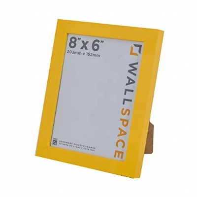 Image of Wall Space 8x6 Yellow Frame Modern Photo 8 x 6 inches Wooden 6x8 Picture Frames made from SOLID WOOD with REAL GLASS