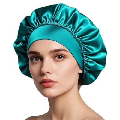 Image of iLamvie Silk Bonnet,Satin Bonnet,Hair Bonnet For Sleeping,Bonnet,Soft And Comfortable Sleep Cap(Kong Blue)