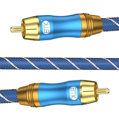 Image of EMK Subwoofer Cable Digital Coaxial Audio RCA Male to Gold Plated Braided Nylon RCA/phono Stereo For DVD Speaker Smart TV Soundbar (5m)