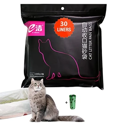 Image of Moliwen 1 Bag (30 Pieces) Cat Litter Tray Liners Drawstring 940 x 450 mm for Medium and Large Extra Roll Pet Waste (Gift)