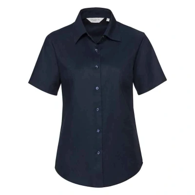 Image of Russell Athletic Collection Womens/Ladies Oxford Short Sleeved Shirt (Bright Navy) Navy/Blue Size Small
