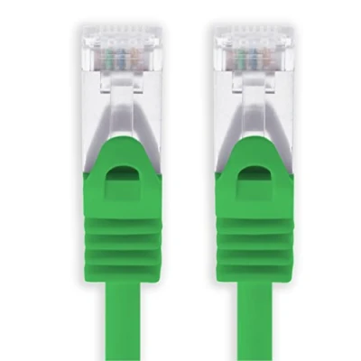 Image of CAT7 Cat.7 Gigabit Ethernet cable, LAN network raw cable with (RJ45) Cat6a connector (double shielded) 500 MHz grün 1 Stück 2m