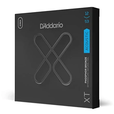 Image of D&#039;Addario Guitar Strings Coated Acoustic XT Phosphor Bronze For 6 String Extended Life, Natural Feel XTAPB1253 3P Light, 12 53 3 Pack