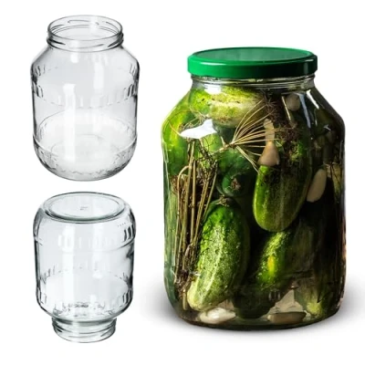 Image of KADAX Glass Jar 2.5 L, Round Preserve Storage with Wide Mouth, Large Preserving for Fermenting, Pickling Cucumbers (1 Jar, Without Lid)