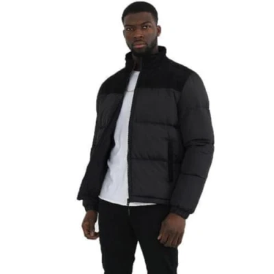 Image of Mens Daviscord Padded Jacket with Black Cord Contrast (S, Black)