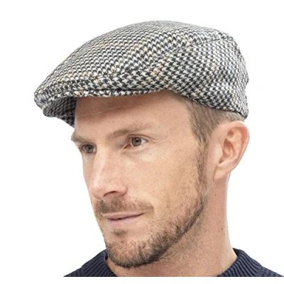 Image of Socks Uwear Unisex Tweed Country Style Flat Cap Hat Grey 58cm