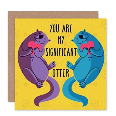 Image of Wee Blue Coo VALENTINE LOVE SIGNIFICANT OTTER NEW ART GREETINGS GIFT CARD