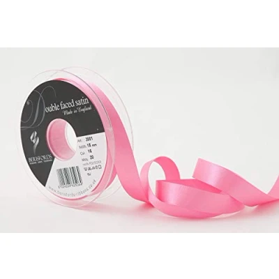 Image of Berisfords Double FACE Poly Satin Ribbon, Sugar Pink, 10.5x10.5x3 cm