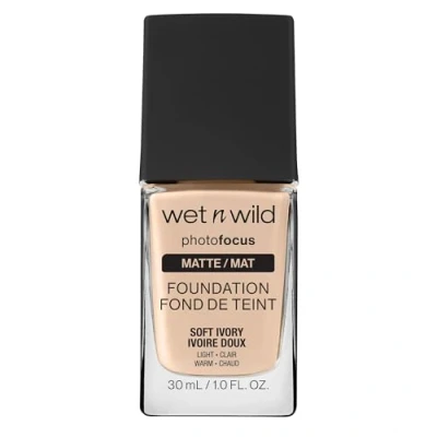 Image of Wet n Wild, Photo Focus Foundation Matte, High coverage with Light adjusting Complex for a White Cast free Effect and Camera ready Makeup, Matte Finish, Vegan, Soft Ivory