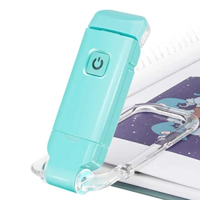 Image of HONWELL LED Book Lights, Rechargeable Reading Light Clip on Books for in Bed, Soft Eye Care Light, 2 Brightness Settings Protection, Dimmable Lamp Kids,Blue
