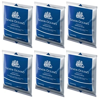 Image of Pack of 6 Seven Oceans Long Life Emergency Drinking Water 500ml For Liferafts, Lifeboats Survival