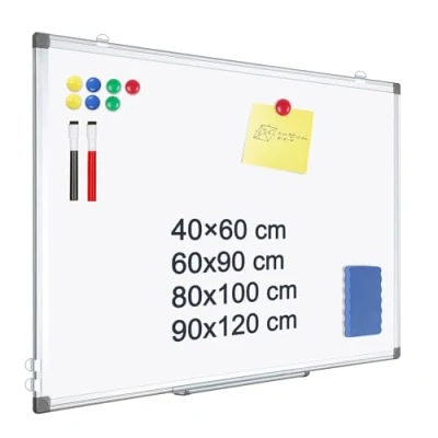 Image of QUEENLINK Magnetic Whiteboard, 40 X 60 cm Dry Erase White Board, Aluminium Frame Writing Board for Home Office School, 2 Markers, 1 Pen Tray