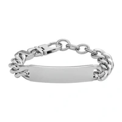 Image of Fossil Bracelet for Men Drew, Length: 223.4mm, Width: 46.3mm, Height: 12.3mm Silver Stainless Steel Bracelet, JF04155040