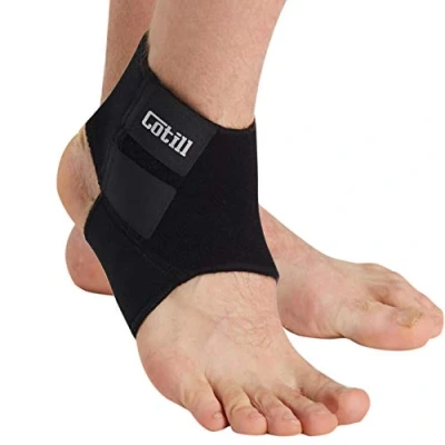 Image of Cotill Ankle Support Brace Adjustable Compression Wrap Strap for Ligament Damage &amp; Sprained Ankle, Plantar Fasciitis, Achilles tendonitis, Three Sizes Men Women (M)