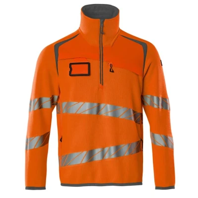Image of Mascot 19005 351 Accelerate Safe Knitted Jumper with Half ZIP Hi vis Orange/Dark Anthracite L