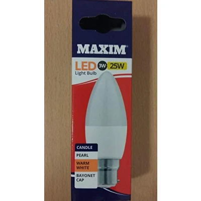 Image of 1 x Maxim LED Candle Bayonet Cap (BC) Bulbs, B22, 3 W, Warm White