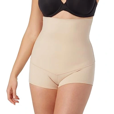 Image of Maidenform Women&#039;s Fat Free Dressing High Waisted Boyshort Control Knickers, Beige (LLF), Size 16 (Size:X Large)
