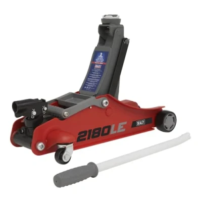Image of Sealey 180 Handle Trolley Jack 2 Tonne Low Profile Short Chassis Red