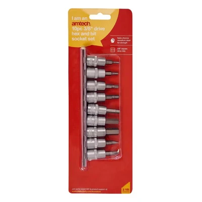 Image of Amtech 10 Piece 10mm (3/8&quot;) Drive Hex Bit Socket Set