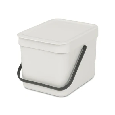 Image of Brabantia Sort &amp; Go Stackable Waste Bin 20L Large Recycling Carry Handle Easy to Clean Suitable as Storage Paper Kitchen Accessories Light Grey 28 x 45 22.5 cm