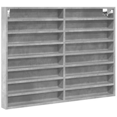 Image of vidaXL Floating Vitrine Cabinet Concrete Grey Engineered Wood, Wall Mounted, Ample Storage, 100 x 8.5 75 cm