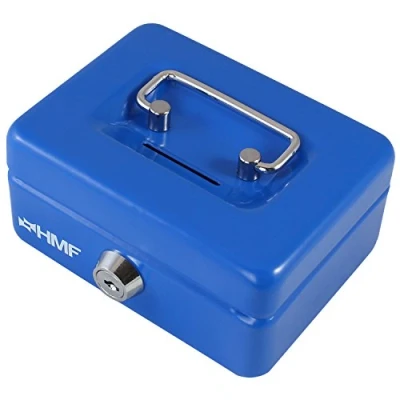 Image of HMF 102122 03 Children&#039;s Money Box, Lockable Cash Box with Slot, 12.5 x 9.5 6 cm, Red