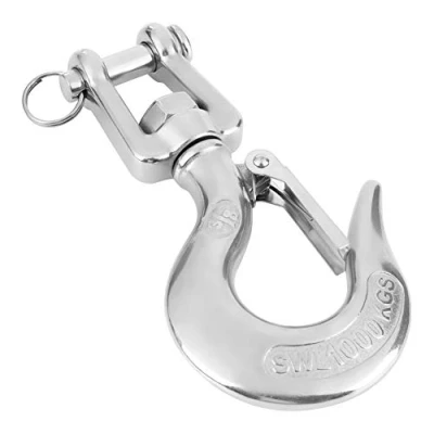 Image of Lifting Hook 304 Stainless Steel Swivel Eye with Latch Rigging Accessory 650kg/1000kg for Metallurgy Mining Equipment