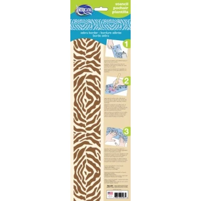 Image of Americana Decor Zebra Border Stencil, Blue, 15 x 46 0.3 cm