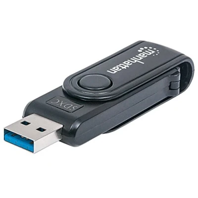 Image of Manhattan USB A Mini Multi Card Reader/Writer, 5 Gbps (USB 3.2 Gen1 aka 3.0), 24 in 1, SuperSpeed USB, Windows or Mac, Black, Three Year Warranty, Blister