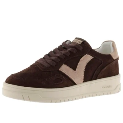 Image of victoria Seul Split Leather Low Tennis &amp; Pieces in Contrast Matching Laces 1257127 for Women Chocolate 40