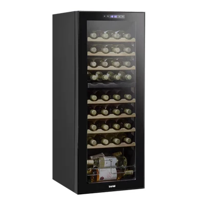 Image of Baridi 36 Bottle Dual Zone Wine Cooler, Fridge with Digital Touch Screen Controls, Wooden Shelves &amp; LED Light, Black DH91