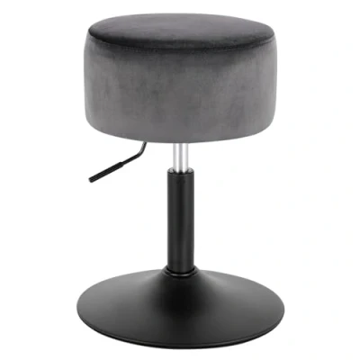 Image of WOLTU 1 X Breakfast Kitchen Counter Bar Stool Chair Velvet Seat Adjustable Barstool Dark Grey Dressing Stool, BH218dgr UK