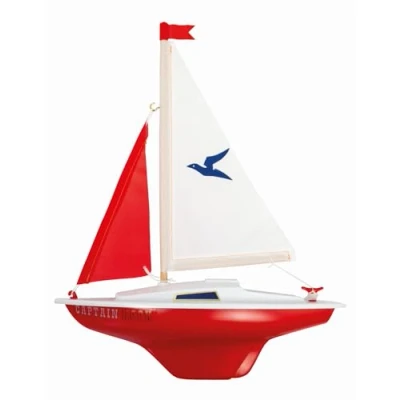 Image of GÜNTHER FLUGSPIELE Kinder Segelboot RTR 240mm Fantasy Paul Günther 1829 Boat Captain Hook, Small Dinghy for Playing, Ready to sail, Approx. 24 x 32 cm, Lake, Beach and Bath, red, S