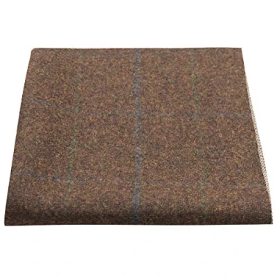 Image of King &amp; Priory Heritage Check Cedar Brown Pocket Square, Handkerchief